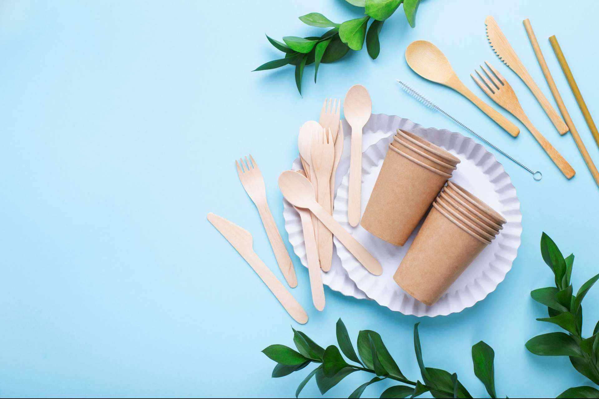 Menaje ecológico desechable para celebrar y cuidar el medioambiente con Ecofiesta