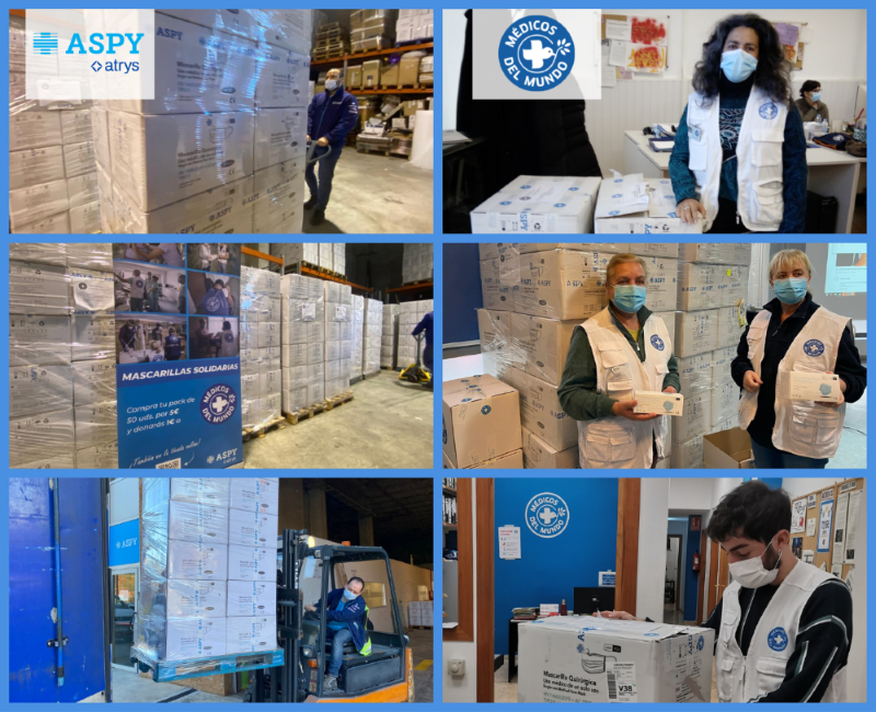 ASPY entrega un millón de mascarillas a Médicos del Mundo